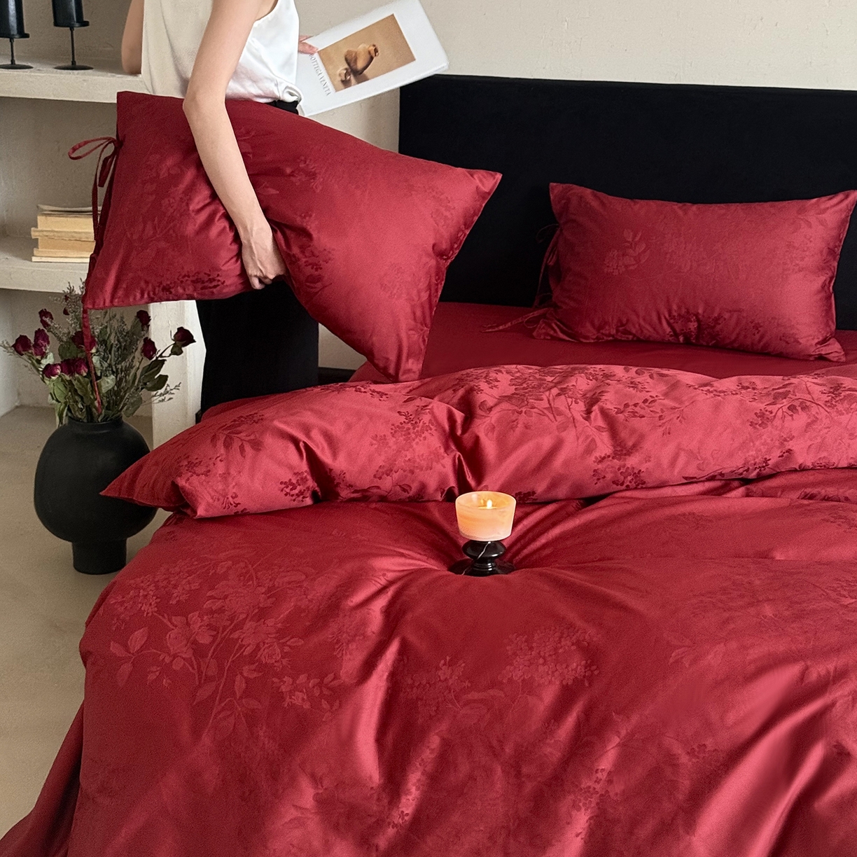 91家纺网 家纺一手货源 找家纺 （总）鹿班家居 2025新款秋冬款100S长绒棉精美提花系列四件套-春和景明（标准会员-20元）