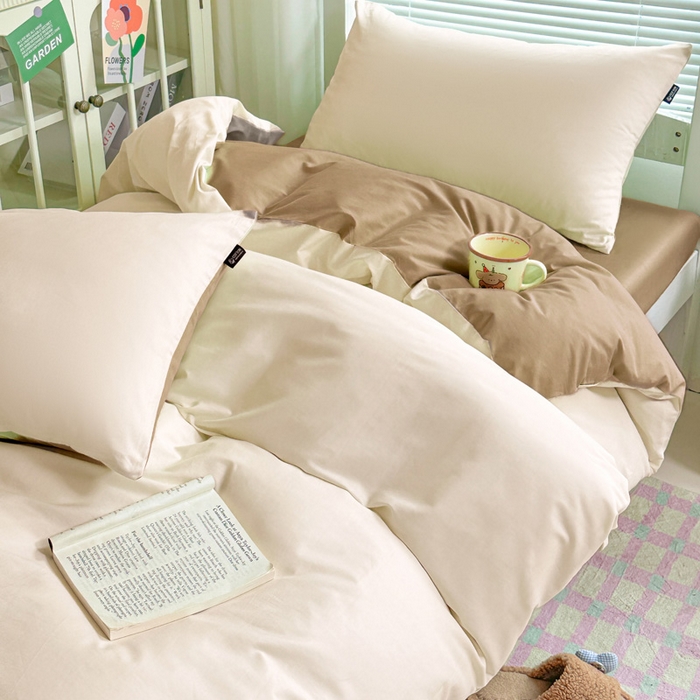 91家纺网 家纺一手货源 找家纺 麦田家纺 2025新款A类全棉学生宿舍四件套 浅米卡其棕