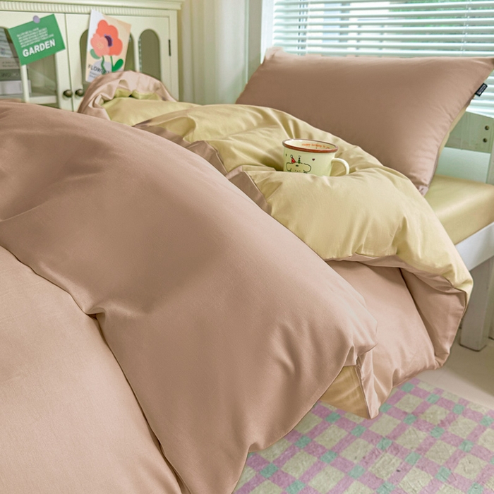 91家纺网 家纺一手货源 找家纺 麦田家纺 2025新款A类全棉学生宿舍四件套 香槟棕深咖