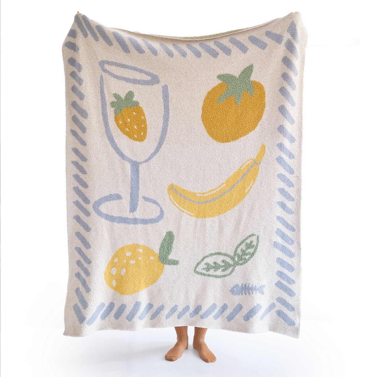 91家纺网 家纺一手货源 找家纺 （总）暖绵绵家纺 2025新款A类半边绒清新水果盖毯-夏维希