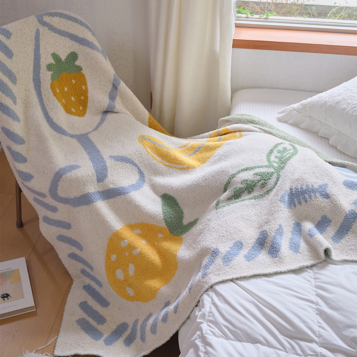 91家纺网 家纺一手货源 找家纺 （总）暖绵绵家纺 2025新款A类半边绒清新水果盖毯-夏维希