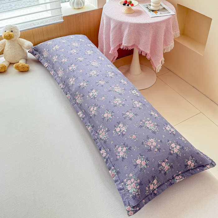 91家纺网 家纺一手货源 找家纺 麦田家纺 2025新款云感木棉皱皱双层纱长枕 紫韵