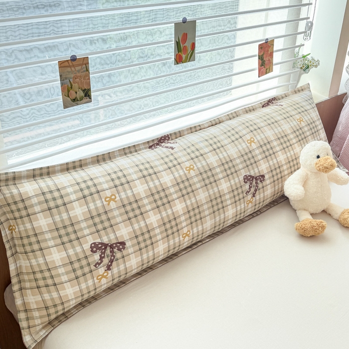 麦田家纺 2025新款云感木棉皱皱双层纱长枕 甜心格