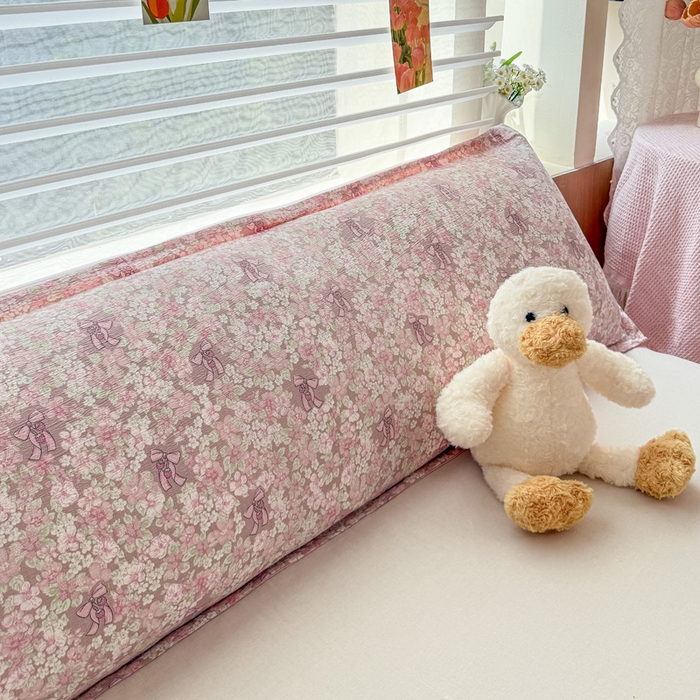 91家纺网 家纺一手货源 找家纺 麦田家纺 2025新款云感木棉皱皱双层纱长枕 繁花