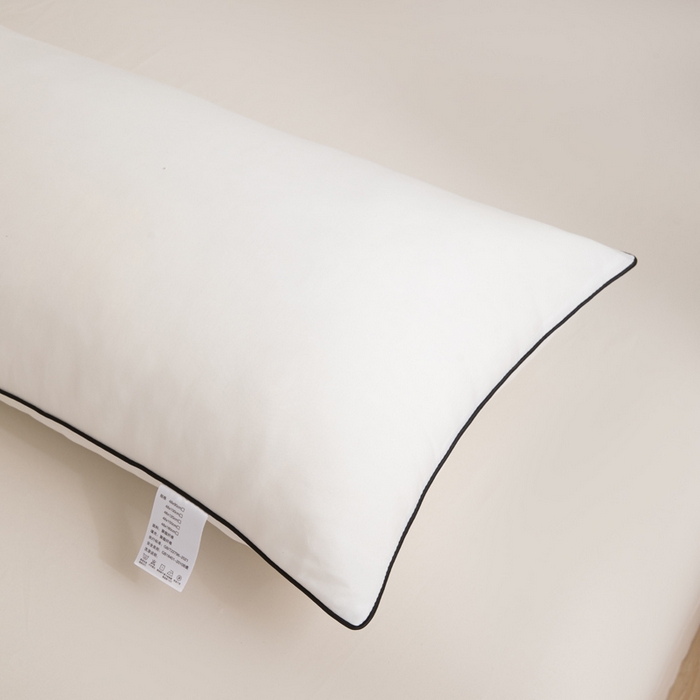 91家纺网 家纺一手货源 找家纺 麦田家纺 2025新款云感木棉皱皱双层纱长枕 纯白