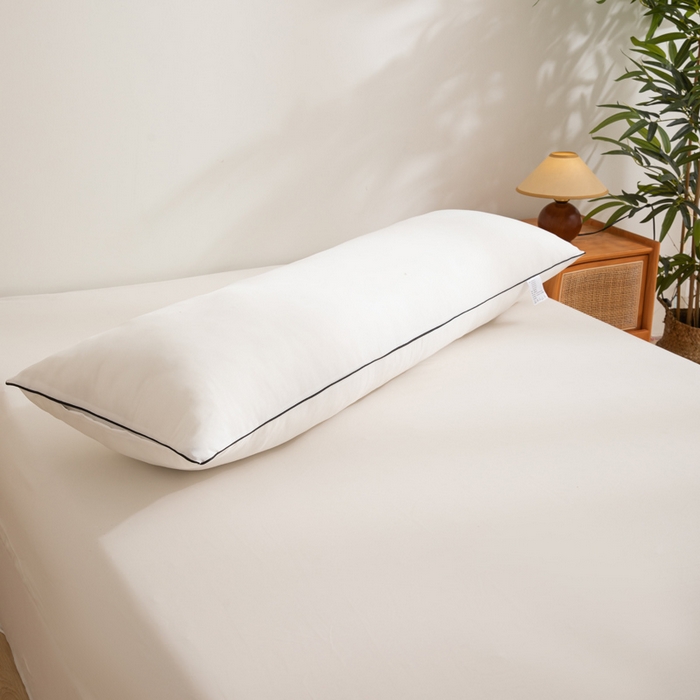 91家纺网 家纺一手货源 找家纺 麦田家纺 2025新款云感木棉皱皱双层纱长枕 纯白