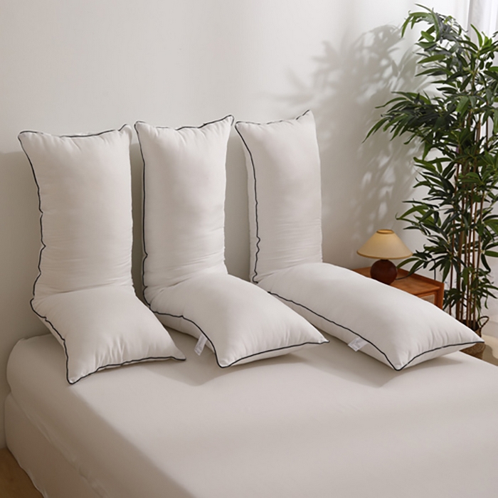 91家纺网 家纺一手货源 找家纺 麦田家纺 2025新款云感木棉皱皱双层纱长枕 纯白