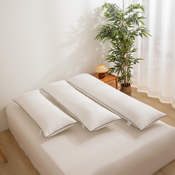 91家纺网 家纺一手货源 找家纺 麦田家纺 2025新款云感木棉皱皱双层纱长枕 纯白