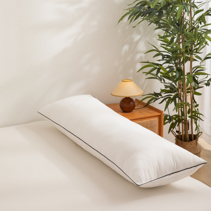 91家纺网 家纺一手货源 找家纺 麦田家纺 2025新款云感木棉皱皱双层纱长枕 纯白