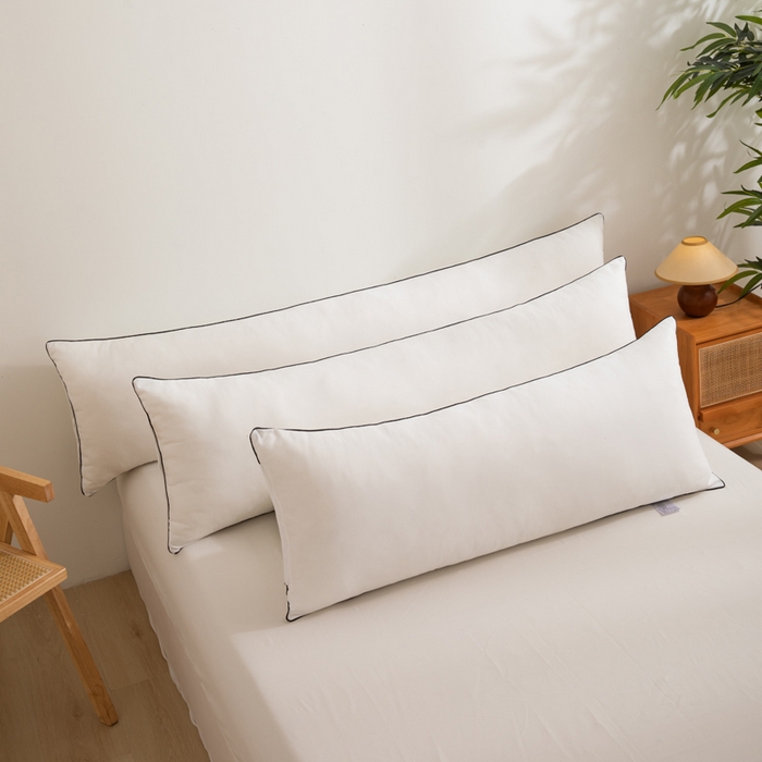 91家纺网 家纺一手货源 找家纺 麦田家纺 2025新款云感木棉皱皱双层纱长枕 纯白