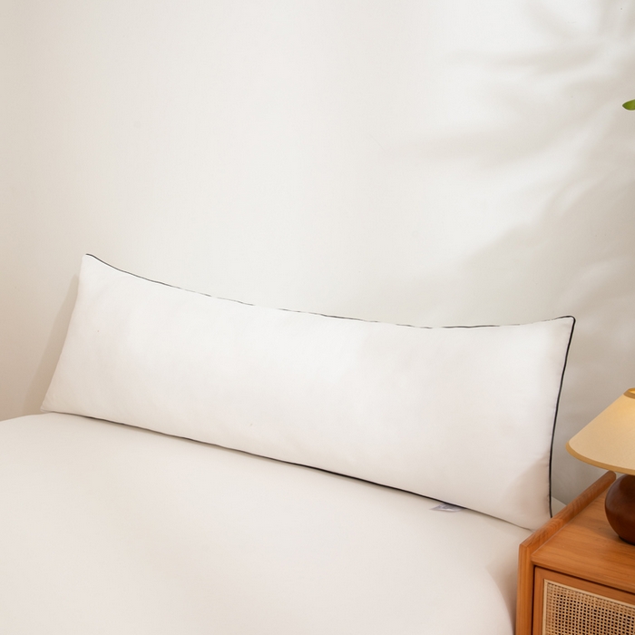 91家纺网 家纺一手货源 找家纺 麦田家纺 2025新款云感木棉皱皱双层纱长枕 纯白