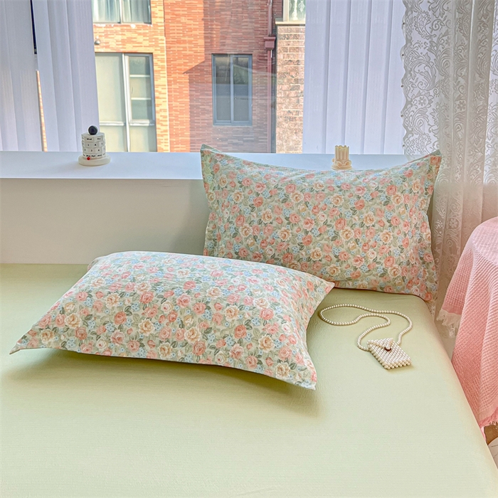 91家纺网 家纺一手货源 找家纺 （总）麦田家纺 2025新款A类云感木棉皱皱双层纱印花四件套