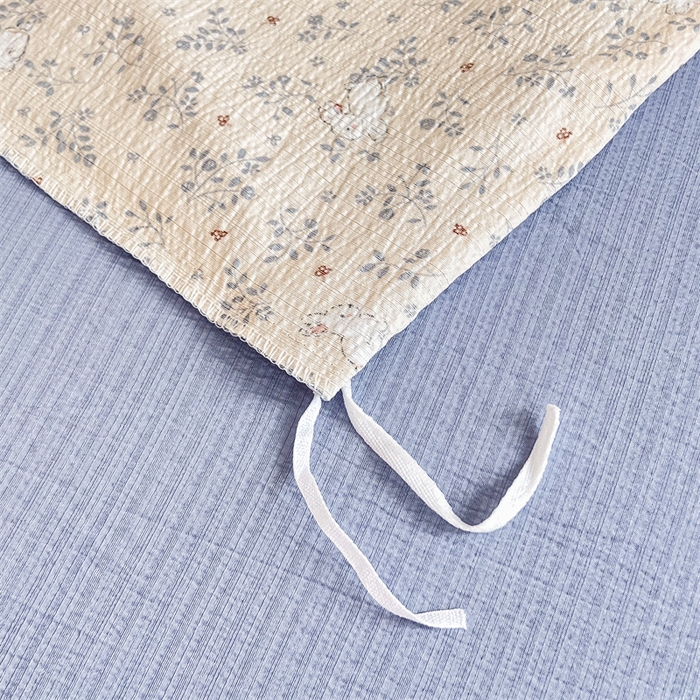 91家纺网 家纺一手货源 找家纺 麦田家纺 2025新款A类云感木棉皱皱双层纱印花四件套 免挽星辰