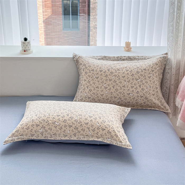 91家纺网 家纺一手货源 找家纺 麦田家纺 2025新款A类云感木棉皱皱双层纱印花四件套 免挽星辰