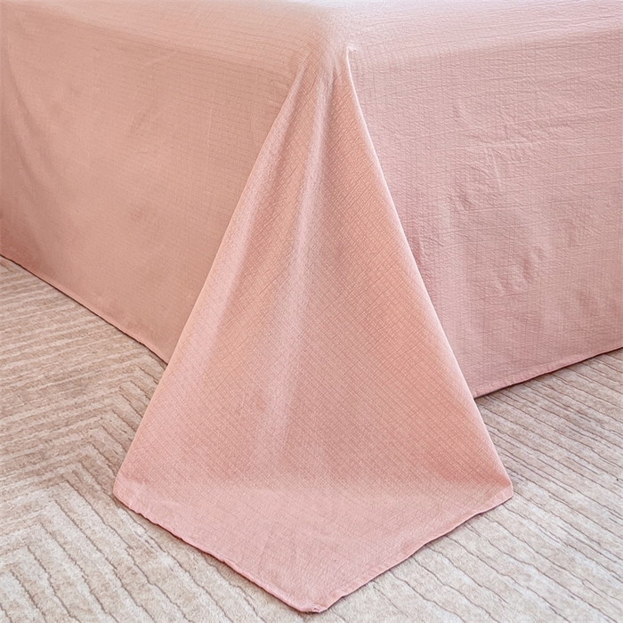 91家纺网 家纺一手货源 找家纺 麦田家纺 2025新款A类云感木棉皱皱双层纱印花四件套 开心小熊