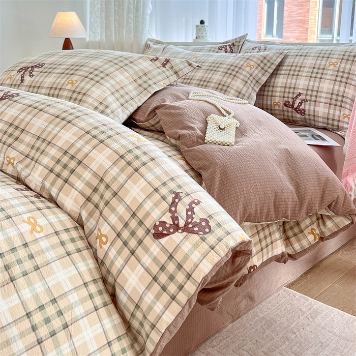 91家纺网 家纺一手货源 找家纺 （总）麦田家纺 2025新款A类云感木棉皱皱双层纱印花四件套