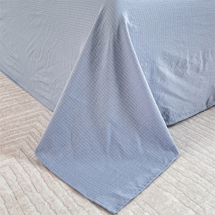 91家纺网 家纺一手货源 找家纺 麦田家纺 2025新款A类云感木棉皱皱双层纱印花四件套 免挽星辰