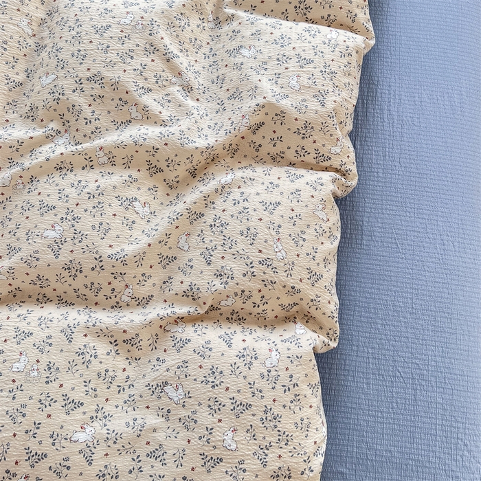 91家纺网 家纺一手货源 找家纺 麦田家纺 2025新款A类云感木棉皱皱双层纱印花四件套 免挽星辰