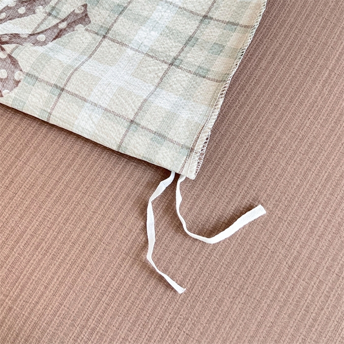 91家纺网 家纺一手货源 找家纺 麦田家纺 2025新款A类云感木棉皱皱双层纱印花四件套 甜心格