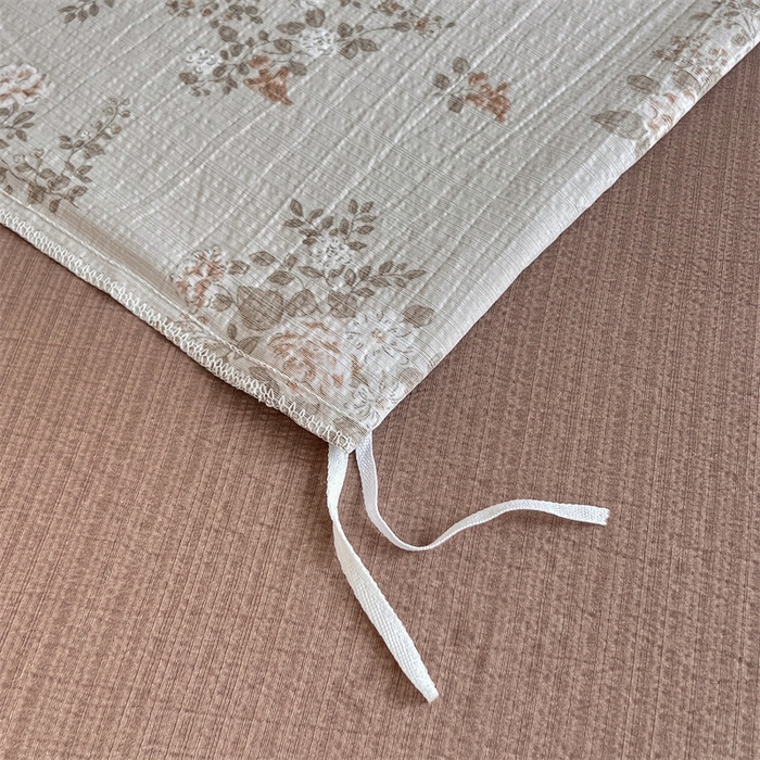 91家纺网 家纺一手货源 找家纺 麦田家纺 2025新款A类云感木棉皱皱双层纱印花四件套 简意