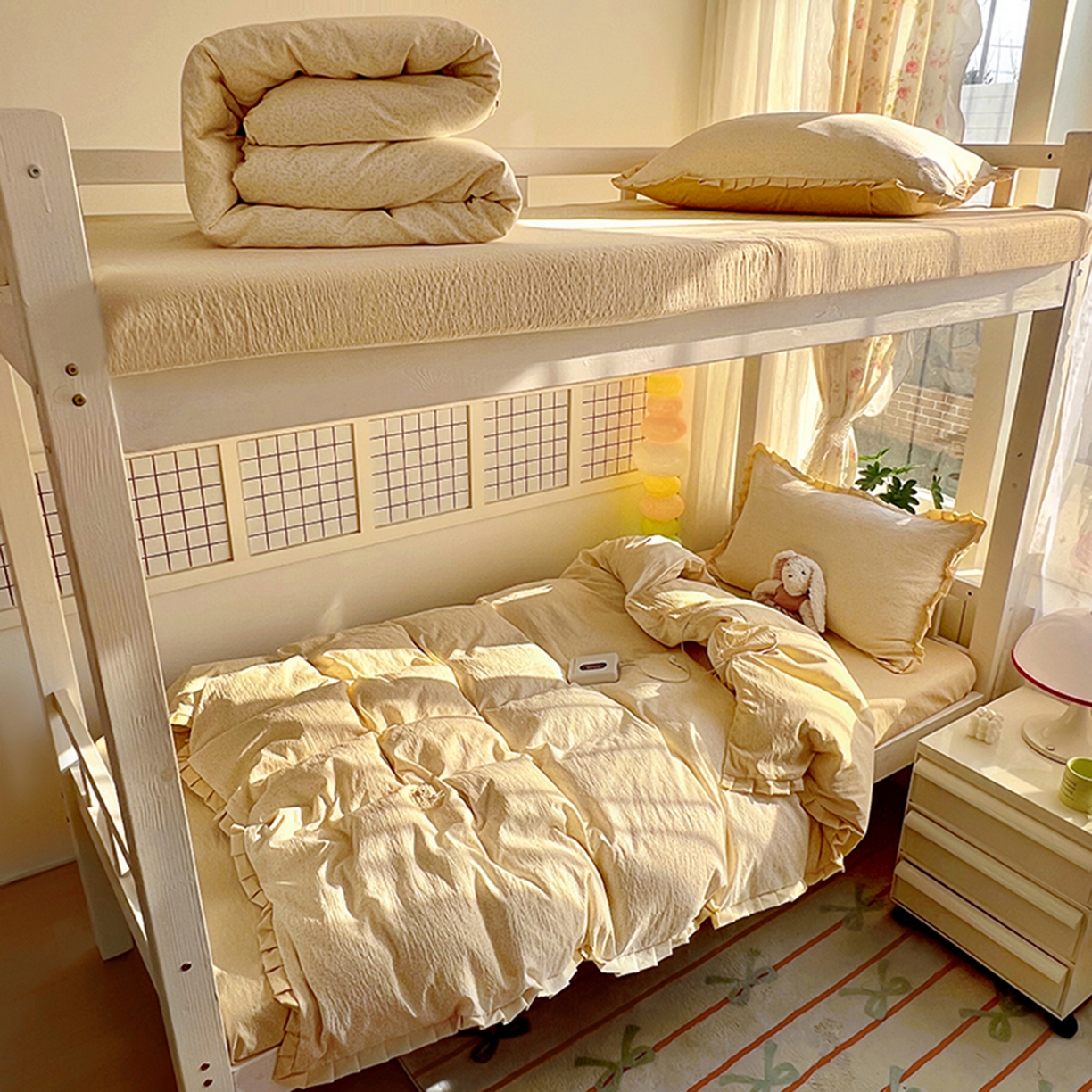 （总）春光里 2025新款高克重皱皱纱学生床三件套