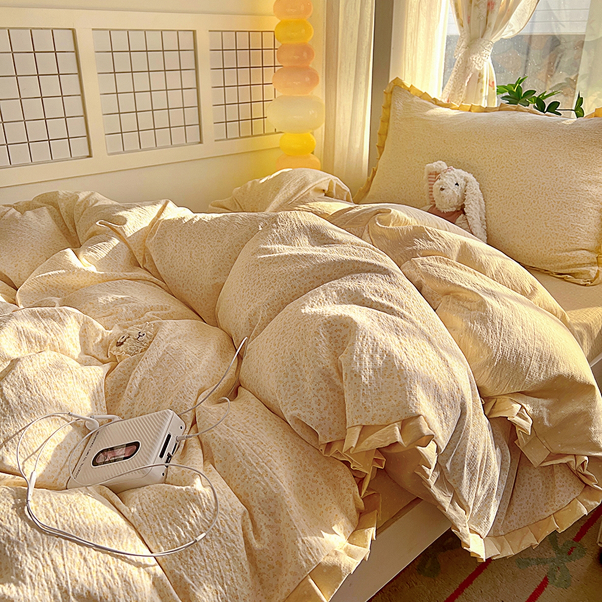 91家纺网 家纺一手货源 找家纺 （总）春光里 2025新款高克重皱皱纱学生床三件套