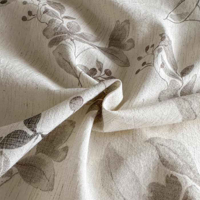 91家纺网 家纺一手货源 找家纺 麦田家纺 2025新款A类棉麻四件套系列 花间意境-咖