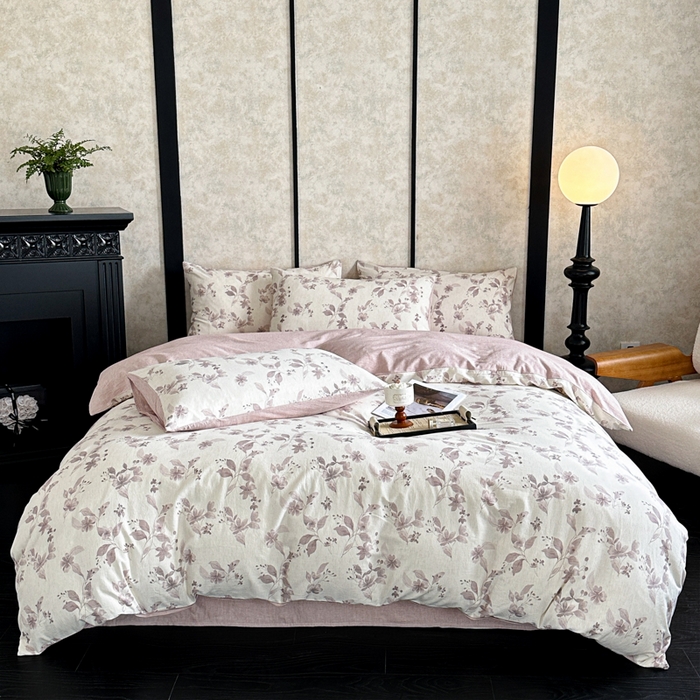 91家纺网 家纺一手货源 找家纺 麦田家纺 2025新款40支13372全棉独版印花吊边床单款四件套（提供买家秀）吊边床单款 云梦时光