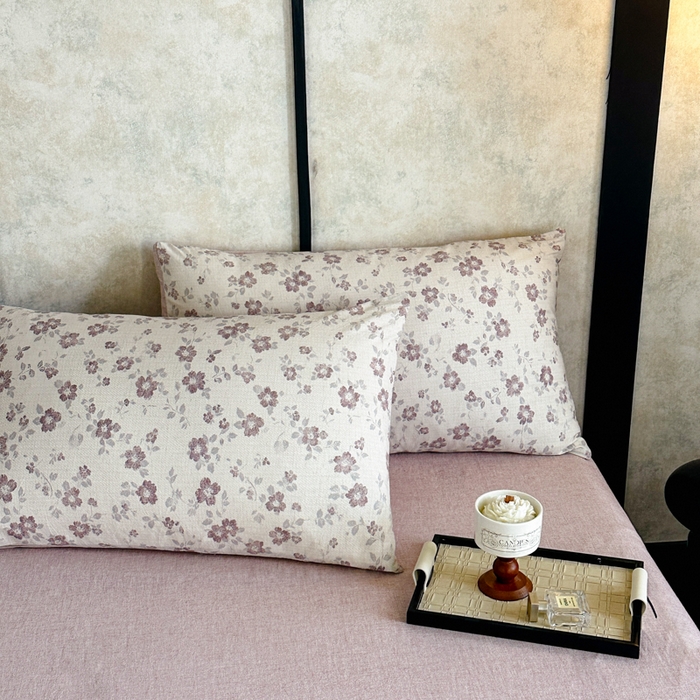 91家纺网 家纺一手货源 找家纺 麦田家纺 2025新款A类棉麻四件套系列 花香满园-红