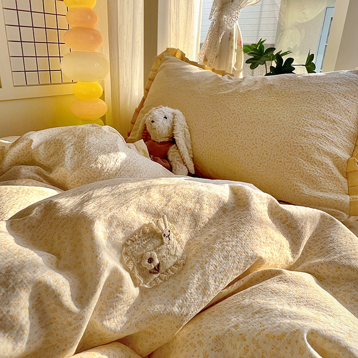 91家纺网 家纺一手货源 找家纺 （总）春光里 2025新款高克重皱皱纱学生床三件套