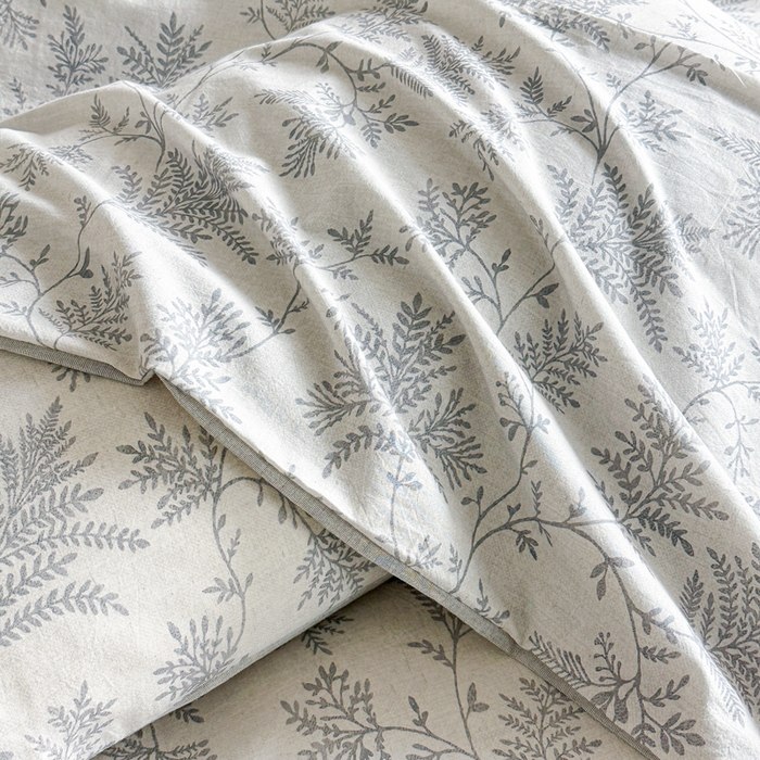 91家纺网 家纺一手货源 找家纺 麦田家纺 2025新款A类棉麻四件套系列 香叶时代-灰