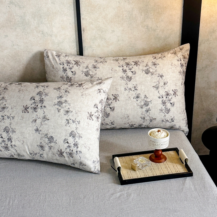 91家纺网 家纺一手货源 找家纺 麦田家纺 2025新款A类棉麻四件套系列 映霜-灰