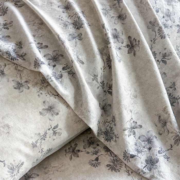 91家纺网 家纺一手货源 找家纺 麦田家纺 2025新款A类棉麻四件套系列 映霜-灰