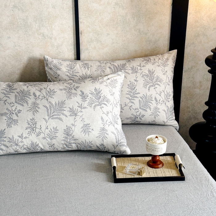 91家纺网 家纺一手货源 找家纺 麦田家纺 2025新款A类棉麻四件套系列 香叶时代-灰