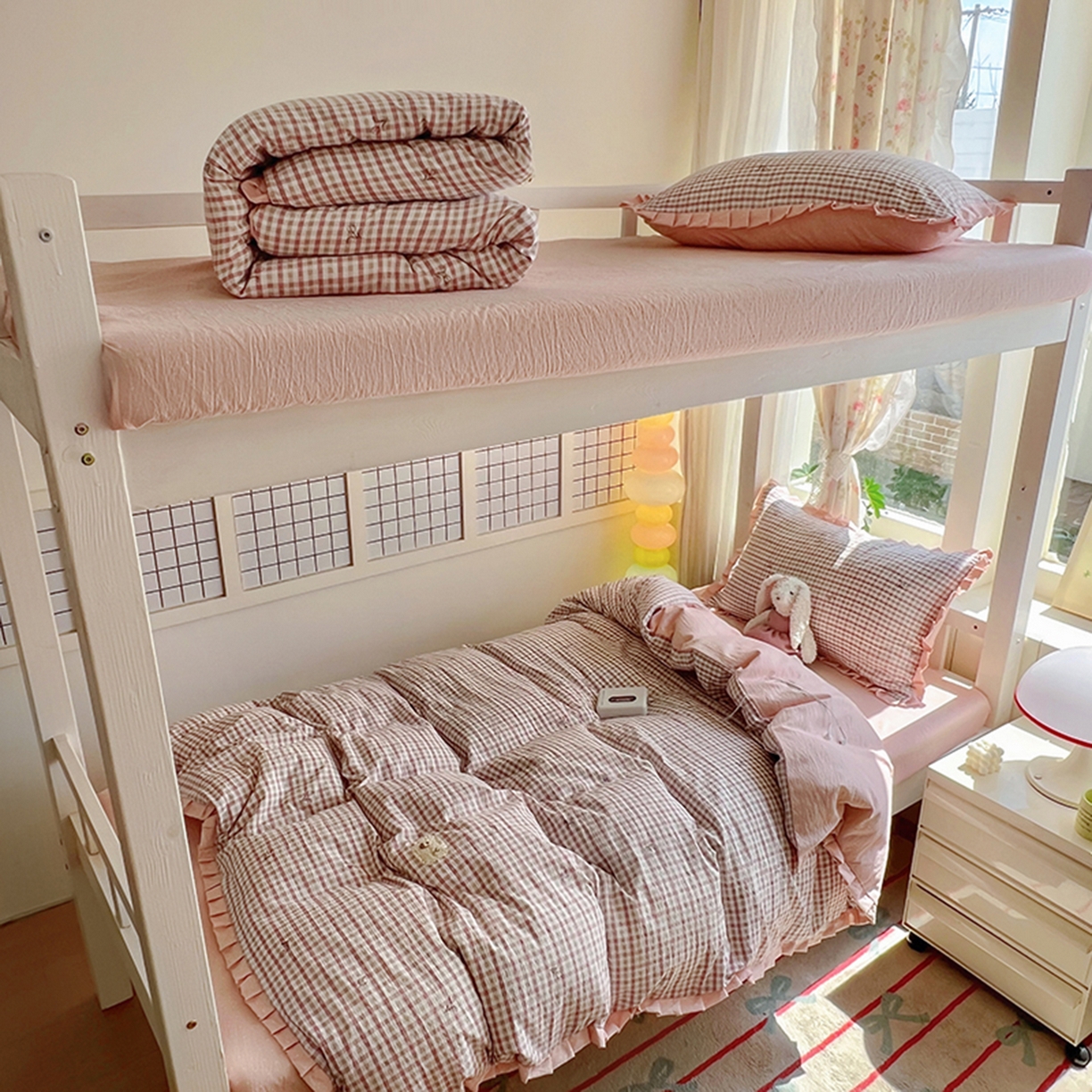 91家纺网 家纺一手货源 找家纺 （总）春光里 2025新款高克重皱皱纱学生床三件套