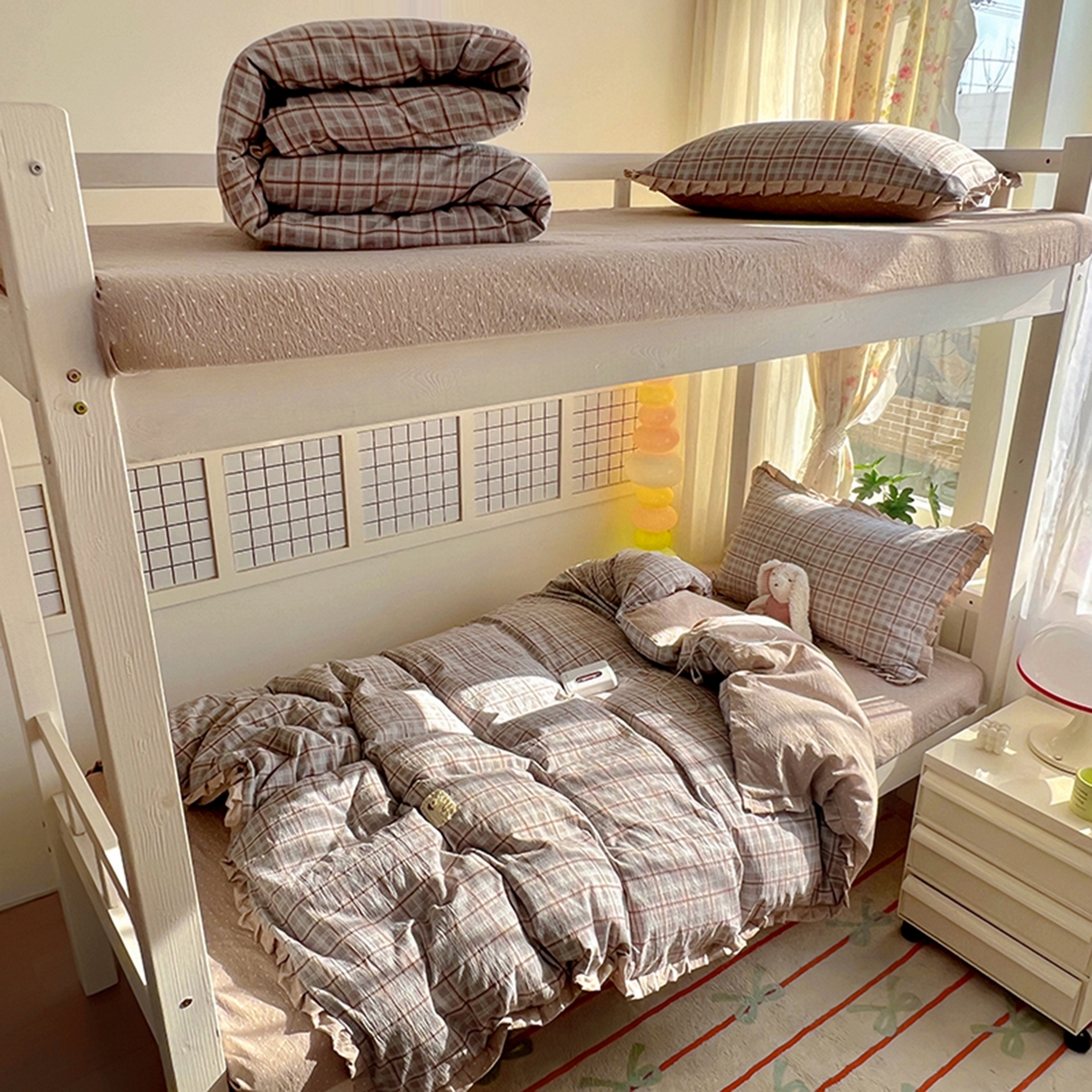 91家纺网 家纺一手货源 找家纺 （总）春光里 2025新款高克重皱皱纱学生床三件套