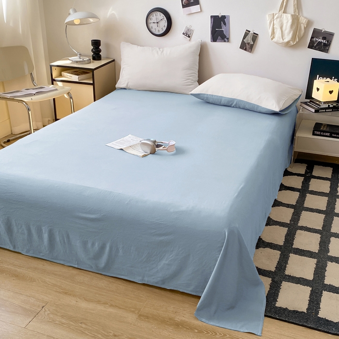 91家纺网 家纺一手货源 找家纺 （总）夜笙家纺 2025新款纯色水洗棉双层纱单品床单