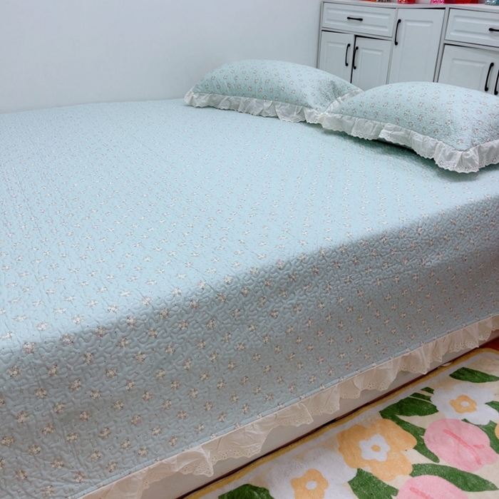 91家纺网 家纺一手货源 找家纺 暖居 2025新款纯棉绗缝夹棉榻榻米支持定制防滑全棉印花小碎花农村大炕盖三件套系列兰庭