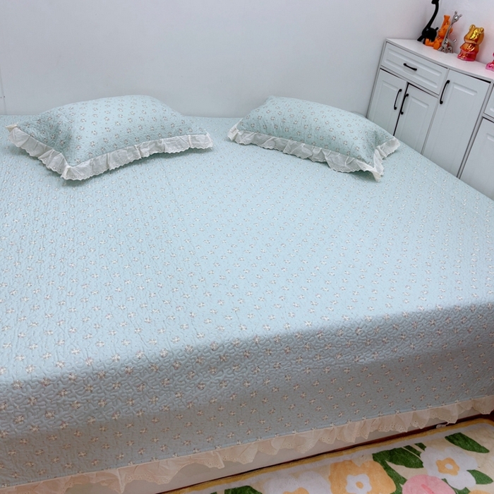 91家纺网 家纺一手货源 找家纺 暖居 2025新款纯棉绗缝夹棉榻榻米支持定制防滑全棉印花小碎花农村大炕盖三件套系列兰庭