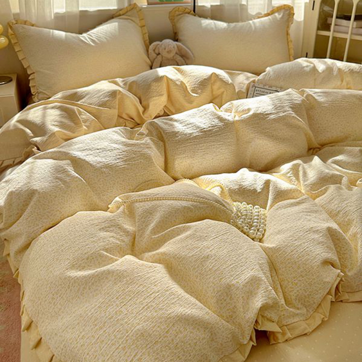 91家纺网 家纺一手货源 找家纺 （总）春光里 2025新款高克重皱皱纱四件套