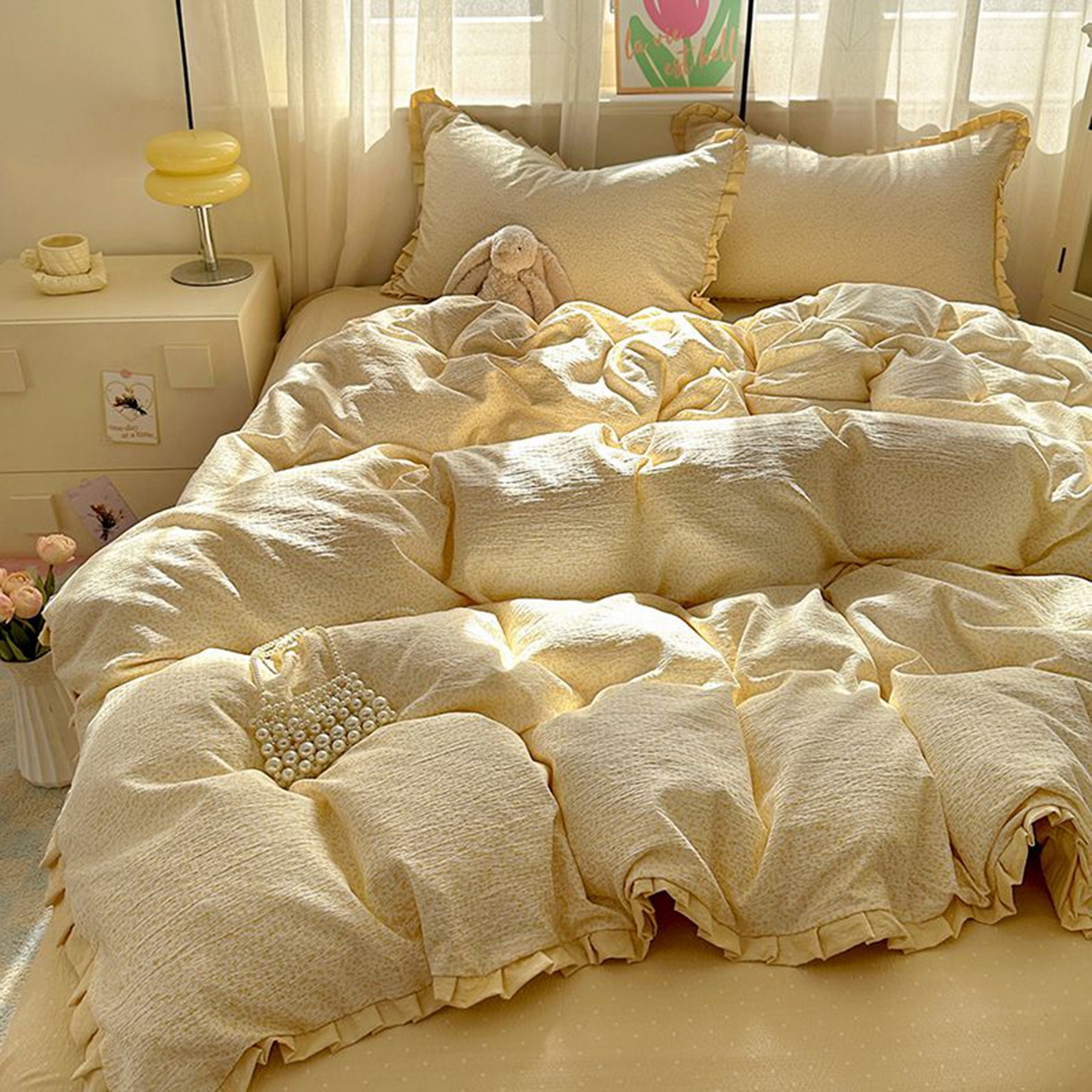 91家纺网 家纺一手货源 找家纺 （总）春光里 2025新款高克重皱皱纱四件套