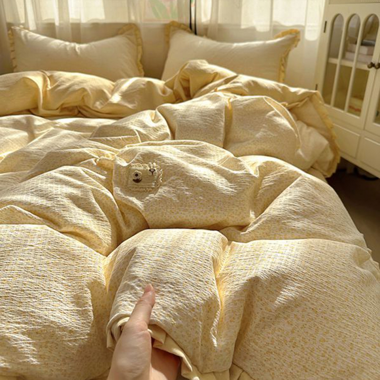 91家纺网 家纺一手货源 找家纺 （总）春光里 2025新款高克重皱皱纱四件套