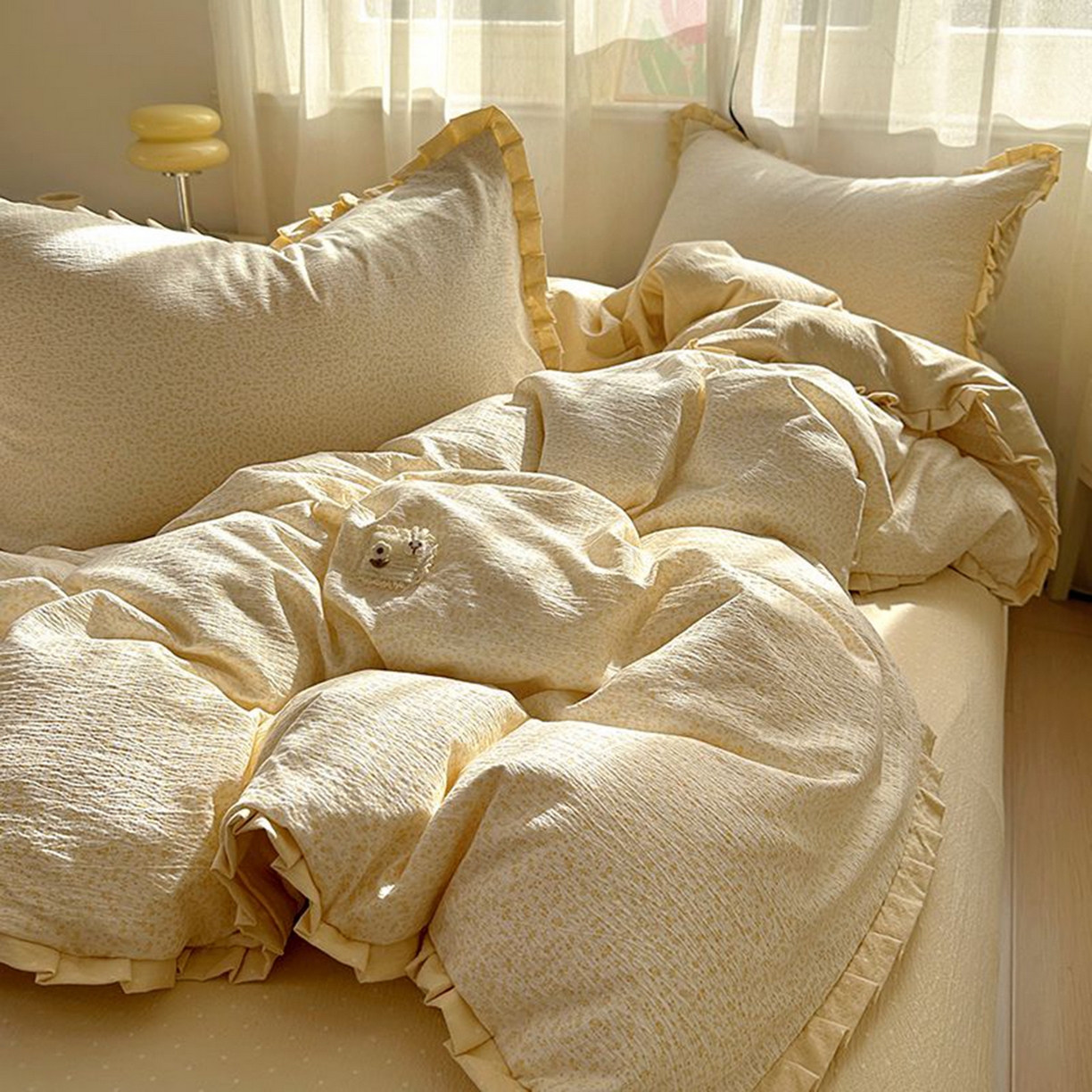 91家纺网 家纺一手货源 找家纺 （总）春光里 2025新款高克重皱皱纱四件套