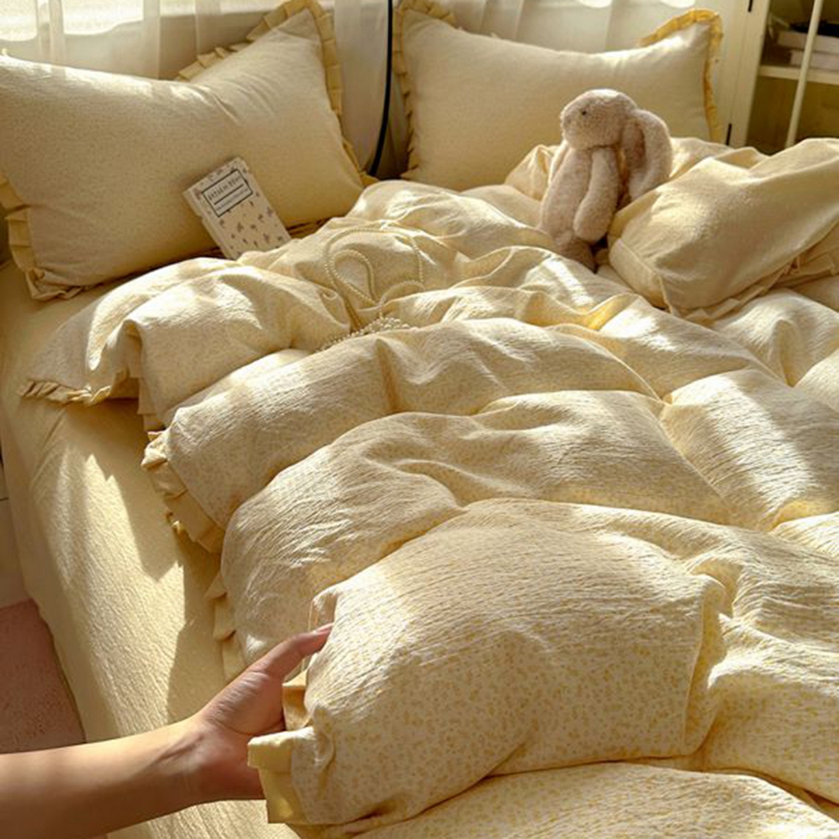 91家纺网 家纺一手货源 找家纺 （总）春光里 2025新款高克重皱皱纱四件套