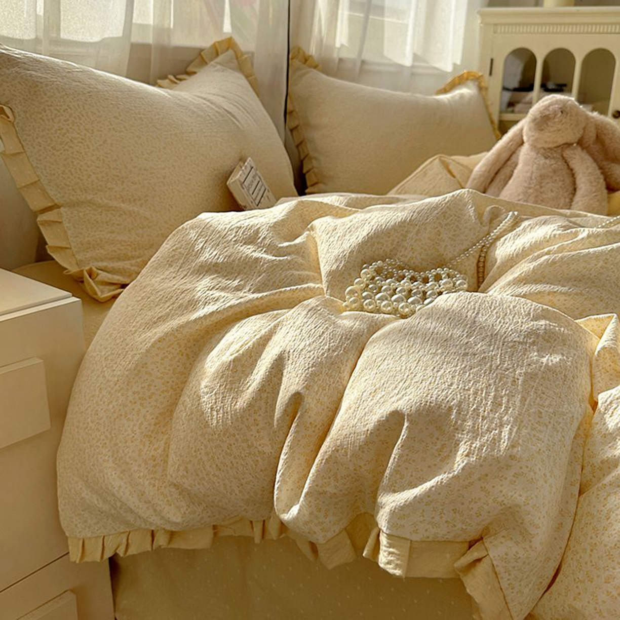 91家纺网 家纺一手货源 找家纺 （总）春光里 2025新款高克重皱皱纱四件套