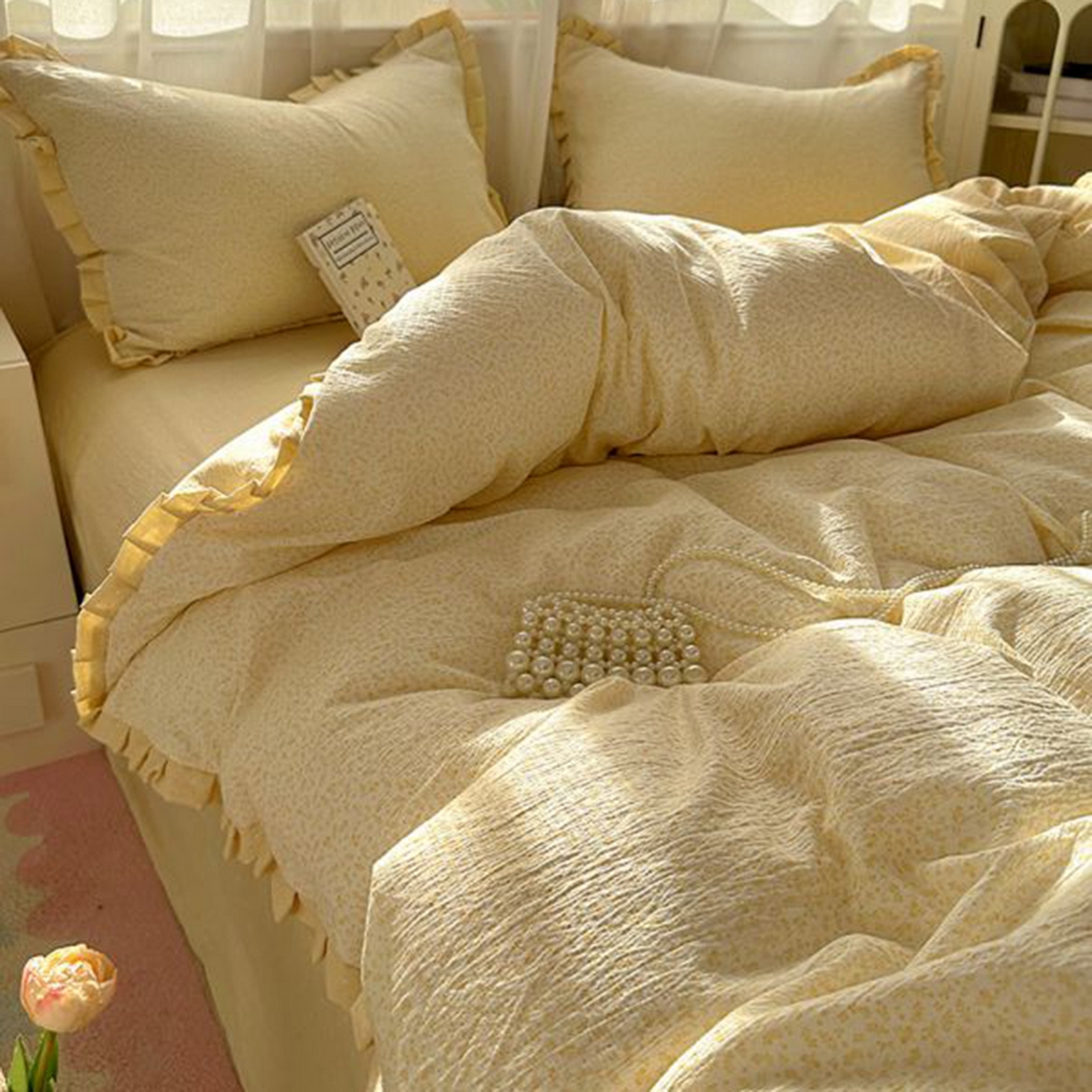 91家纺网 家纺一手货源 找家纺 （总）春光里 2025新款高克重皱皱纱四件套