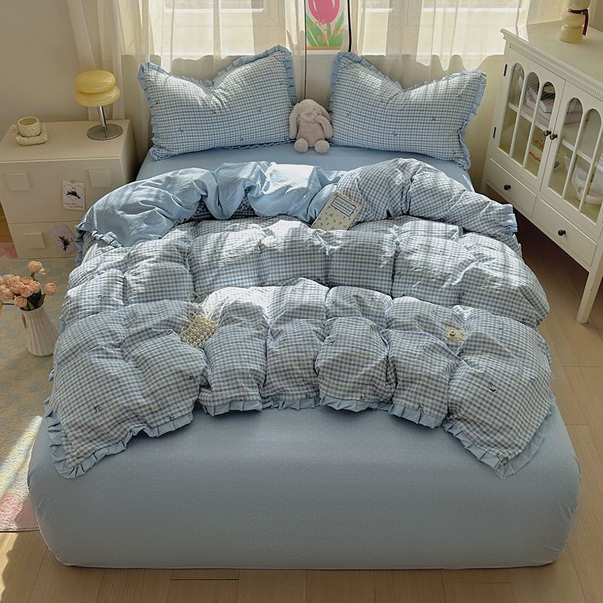 91家纺网 家纺一手货源 找家纺 （总）春光里 2025新款高克重皱皱纱四件套