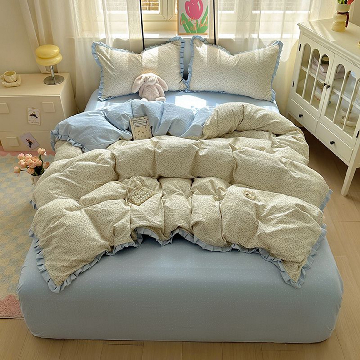 91家纺网 家纺一手货源 找家纺 （总）春光里 2025新款高克重皱皱纱四件套