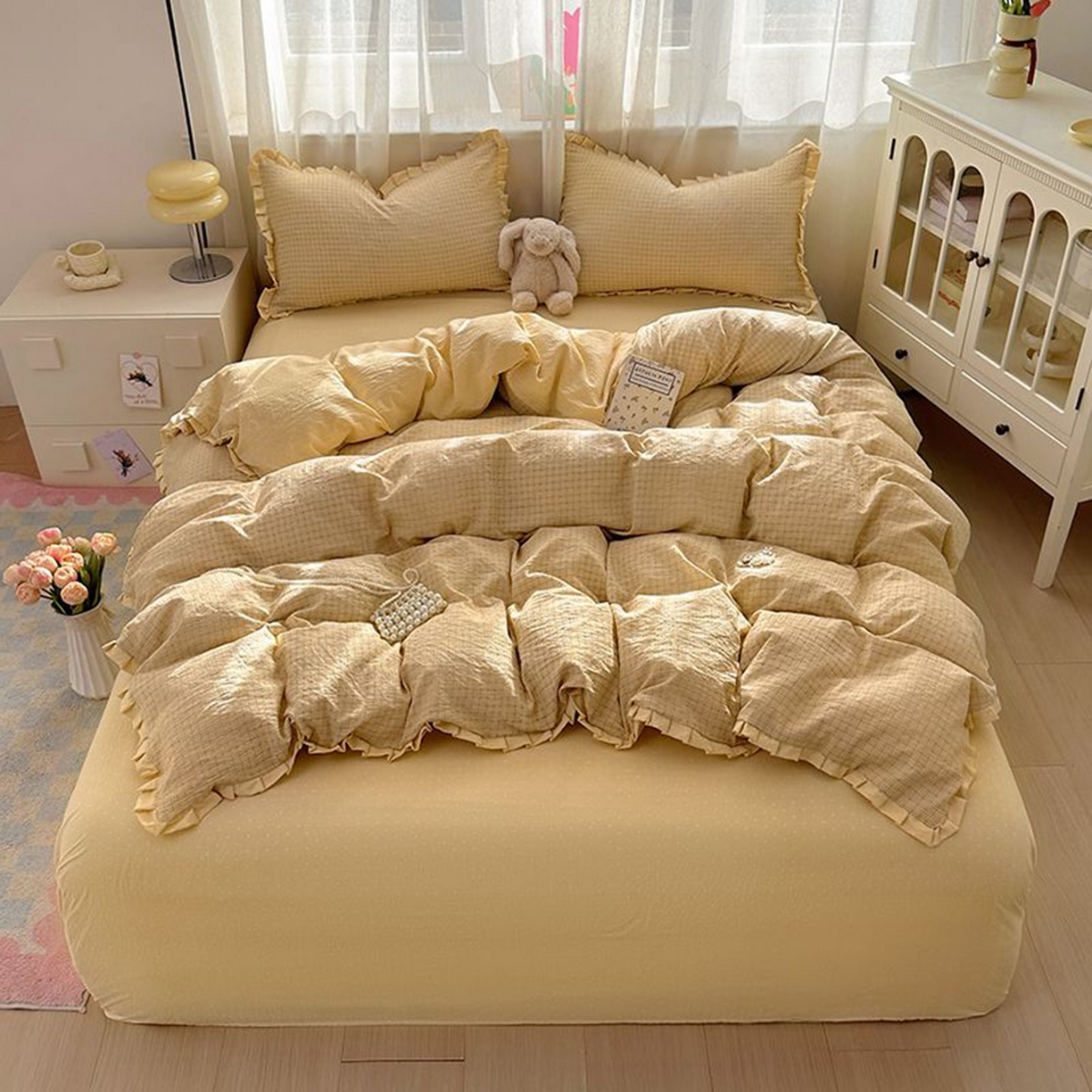 91家纺网 家纺一手货源 找家纺 （总）春光里 2025新款高克重皱皱纱四件套