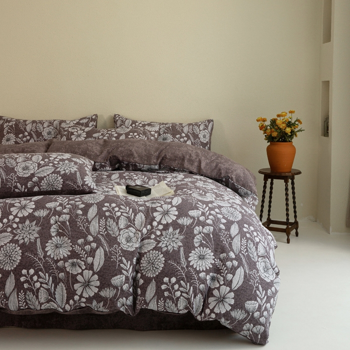 91家纺网 家纺一手货源 找家纺 （总）大境 2025秋冬新款加厚复古风多层纱轻磨毛四件套